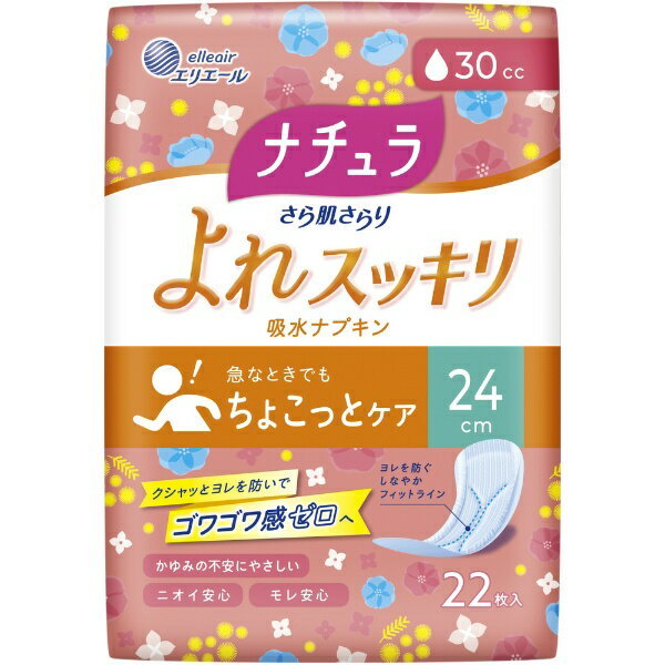 大王製紙｜Daio Paper ナチュラ さら肌さらり よれスッキリ吸水ナプキン 24cm ロング 30cc 22枚入