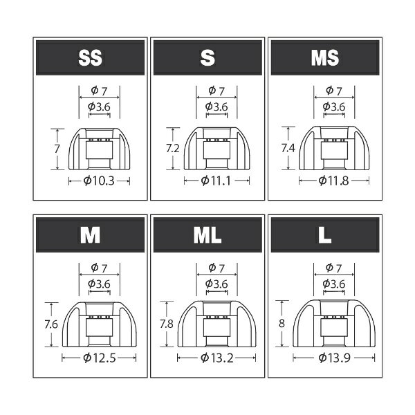 AZLA｜アズラ イヤーピース SS/S/MS 各1ペア SednaEarfit MAX AZL-MAX-SET-S