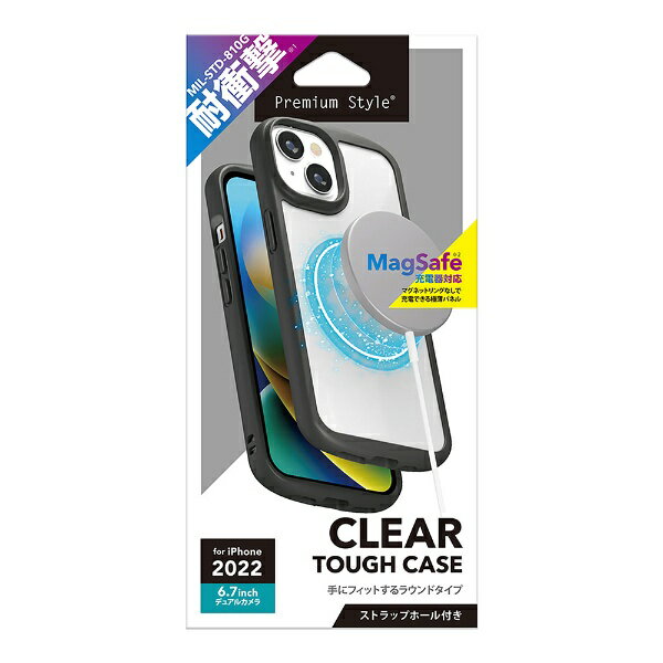 PGA｜ピージーエー iPhone 14 Plus 6.7インチ MagSafe充電器対応 クリアタフケース　ブラック Premium Style PG-22RPT01BK