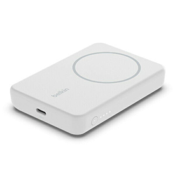 モバイルバッテリー（5000円程度） 【エントリーで2倍pt(5/20まで)】 BELKIN｜ベルキン BOOST↑CHARGE MagSafe対応 磁気ワイヤレスモバイルバッテリー 5K + スタンド（ホワイト） 18.0Wh 5000 mAh 付属ケーブル長： 1m ホワイト BPD004btWT [1ポート]