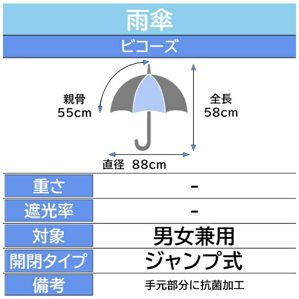 ビコーズ｜because 長傘 Clear Smooth Jump/Plain Color クリアスムースジャンプ/プレーンカラー ネイビー BE-11900 [雨傘]