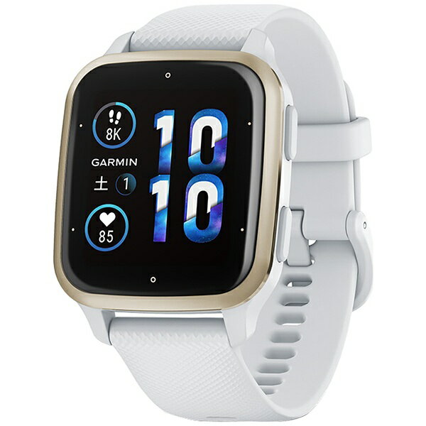 GARMIN｜ガーミン Venu Sq 2（ヴェニュー エスキュー 2）GPSスマートウォッチ 【Suica対応】 GARMIN（ガーミン） White/Cream Gold 010-02701-71【ga2303】