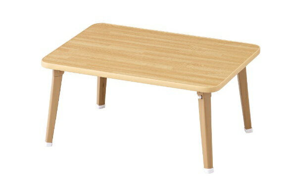 どんな場所でも使いやすい、木目調タイプのテーブルです。使用しない時は折りたたんで収納できます。