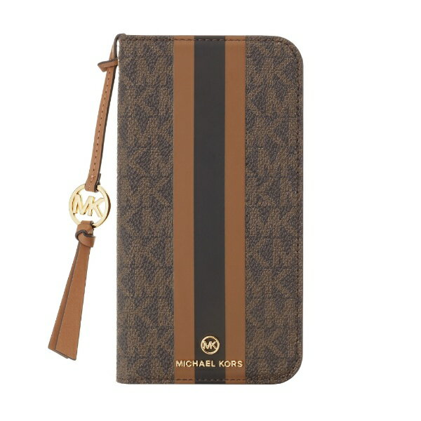 マイケルコース｜MICHAEL KORS MICHAEL KORS - Folio Case Stripe With Tassel Charm for MagSafe for iPhone 14 Pro 3眼 Brown MICHAEL KORS マイケル コース