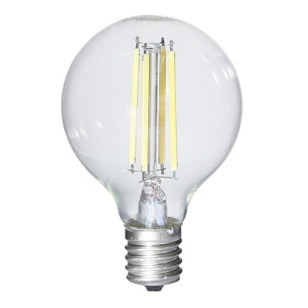 【 特 長 】 ● 小丸球40形相当 ● きらめきが広がるLED電球フィラメントタイプ ● 光の広がり約290°全方向タイプ ● E17口金 ● 昼白色 【 仕 様 】 ■ 寸法：全長…80mm、最大径…51mm ■ 質量：18g ■ 定格消費電力：3.4W ■ 定格入力電流：0.058A ■ 全光束：492 lm ■ エネルギー消費効率：144.7 lm/W ■ 平均演色評価数：Ra80 ■ 定格寿命：20000h ※ 屋内専用（屋外使用禁止） ※ 交流100V 50/60Hz共用 【ご注意】 ※ 次のような器具には使用できません ・調光機能のついた器具（100%点灯でも使用不可） ・誘導灯、非常用照明器具 ・HIDランプ器具、水銀灯器具 ・断熱材施工器具（SB・SGI・SG形表示器具など） ・ランプと反射板の距離が狭い器具 ・直流電源 ※ このほか使用器具の種類によって寸法的、熱的、その他の状況（リモコン機器のついた器具など）により使用できない場合があります。 ※ ご使用になられる照明器具の構造によっては、放熱不良で短寿命となることがあります。 ※ 密閉器具でのご使用の場合、器具の寸法により、使用できない場合や寿命が短くなる場合があります。