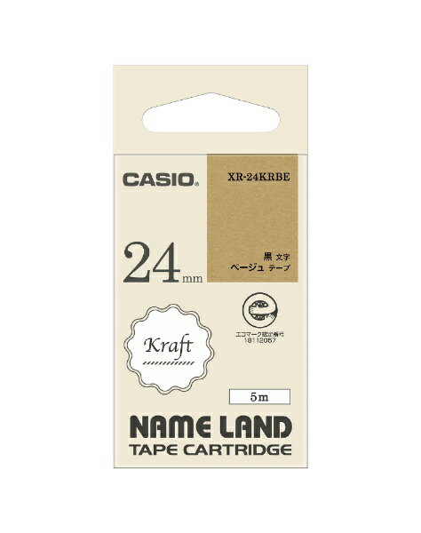 CASIO｜カシオ クラフトテープ NAME LAND（ネームランド） ベージュ XR-24KRBE [黒文字 /24mm幅]