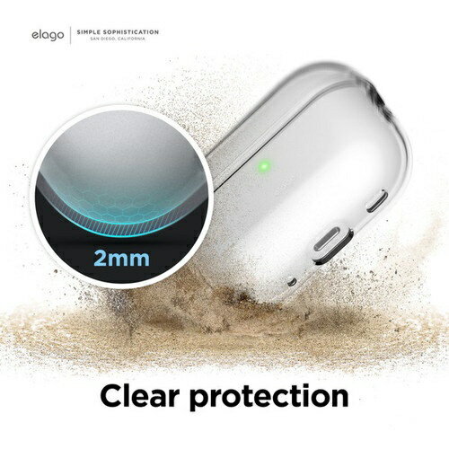ELAGO｜エラゴ AirPodsPro(第2世代) カラビナ付きTPUケース クリア EL_A2PCSTPHR_CL