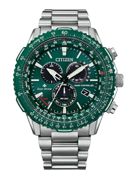 【エントリーで2倍pt(5/20まで)】 シチズン｜CITIZEN PROMASTER（プロマスター） エコ・ドライブ電波時計［ソーラー電波時計］ ダイレクトフライト SKYシリーズ グリーン/グリーン CB5004-59W