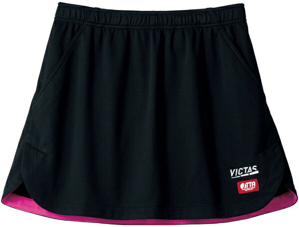 VICTAS｜ヴィクタス レディース 卓球 ユニフォーム スカート インサイド ヘムカラー スカート【INSIDE HEM COLOR SK】(2XSサイズ/ブラック) 622103