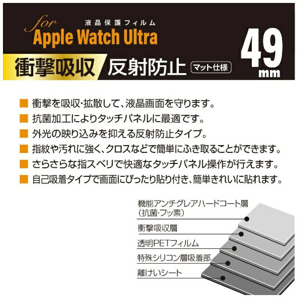 ナカバヤシ｜Nakabayashi Apple Watch Ultra用 衝撃吸収フィルム 反射防止