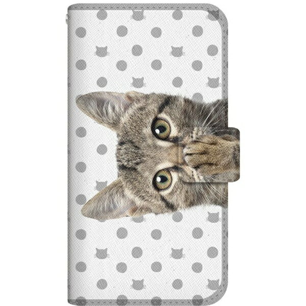 CaseMarket｜ケースマーケット NYAGO A104SH スリム手帳型ケース NYAGO ノート キュート 肉球をペロペロするにゃ～。 - グレー ドット だにゃ～。 NYAGO グレー A104SH-BNG2S2299-78