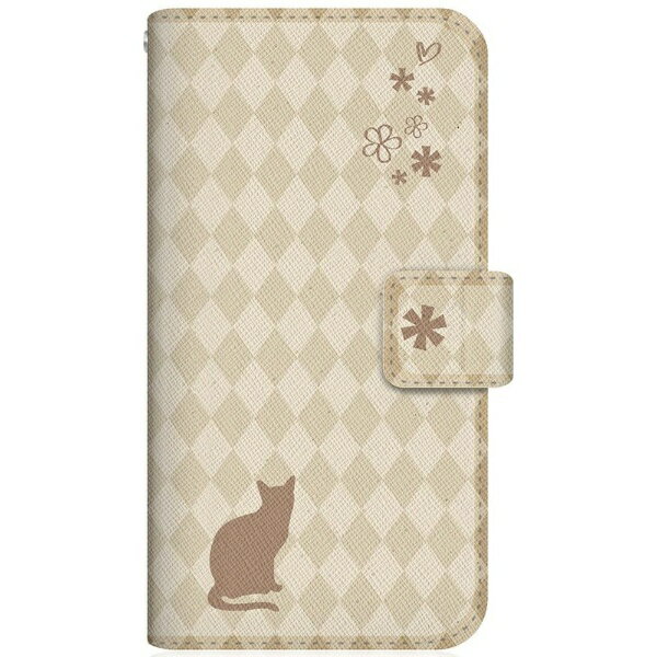 CaseMarket｜ケースマーケット NYAGO SC-52A スリム手帳型ケース NYAGO ノート フレンチ フラワー ダイアリー キャット シルエット ダイヤ柄 & おすましだにゃん。 クリーム SC-52A-BNG2S2458-78