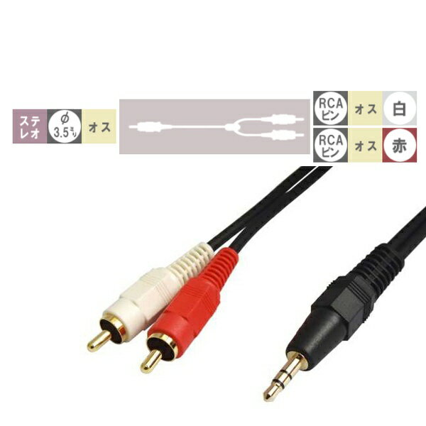 フジパーツ｜Fuji Parts 1.5m ステレオミニ RCAピンプラグ 変換ケーブル FCA-323S-S15 [1.5m]