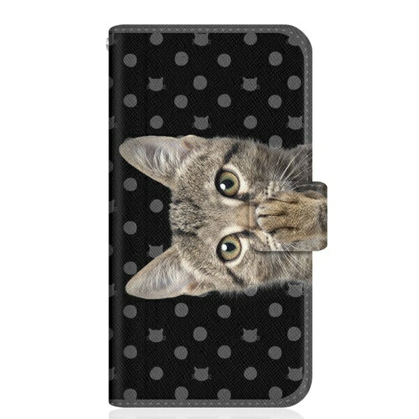 CaseMarket｜ケースマーケット NYAGO G020N スリム手帳型ケース NYAGO ノート キュート 肉球をペロペロするにゃ～。 ドット ブラック G020N-BNG2S2249-78