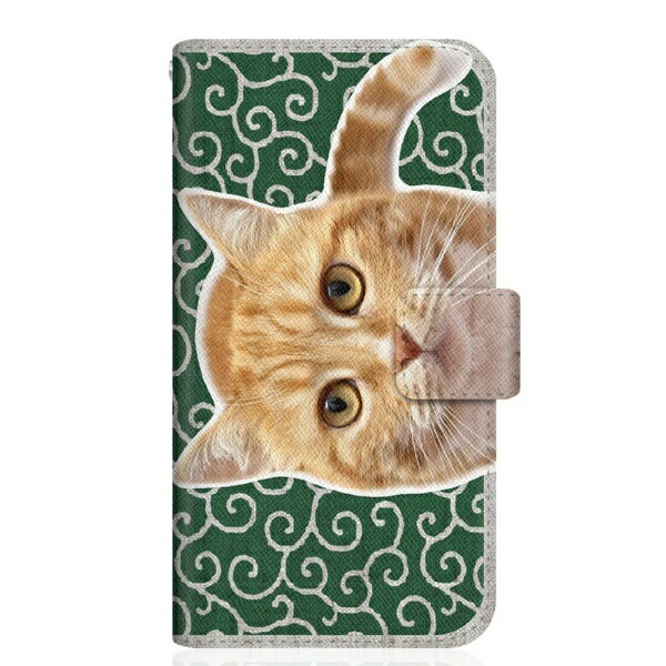 CaseMarket｜ケースマーケット NYAGO G020N スリム手帳型ケース NYAGO ノート キュート 甘えんぼう 茶トラ 猫 ペロペロするにゃ～。 にゃんとも 和風 だにゃ～。 唐草模様 緑 G020N-BNG2S2759-78