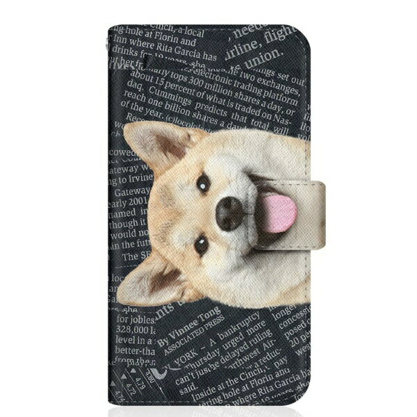 乐天商城 - CaseMarket｜ケースマーケット CaseMarket YAL-L21 スリム手帳型ケース ZAKKA ZOO ノート キュート つぶらな瞳 柴犬 ワンワン ニュースペーパー 柄 ブラック YAL-L21-BCM2S2826-78