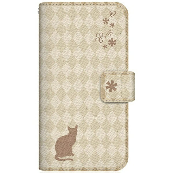 CaseMarket｜ケースマーケット NYAGO G025M スリム手帳型ケース NYAGO ノート フレンチ フラワー ダイアリー キャット シルエット ダイヤ柄 & おすましだにゃん。 クリーム G025M-BNG2S2458-78