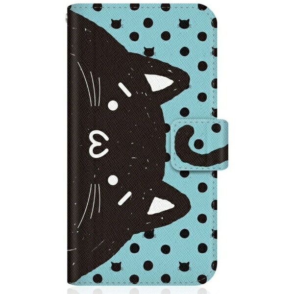 CaseMarket｜ケースマーケット SHOBON SO-51A スリム手帳型ケース NYABON ショボーン (´・ω・`) ノート しっぽ ブラック ドット & グリーン SO-51A-BSB2S2447-78