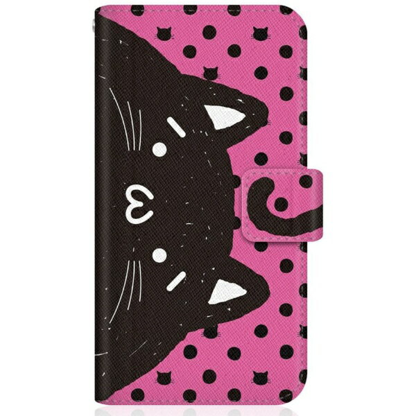 CaseMarket｜ケースマーケット SHOBON SOV40 スリム手帳型ケース NYABON ショボーン (´・ω・`) ノート しっぽ ブラック ドット & ピンク SOV40-BSB2S2445-78