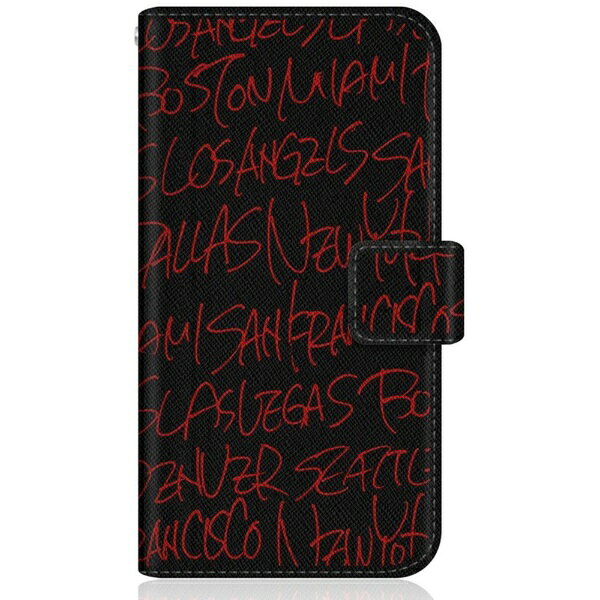 CaseMarket｜ケースマーケット CaseMarket SHG02 スリム手帳型ケース United State City アメリカン シティー タイポグラフィー レッド SHG02-BCM2S2125-78