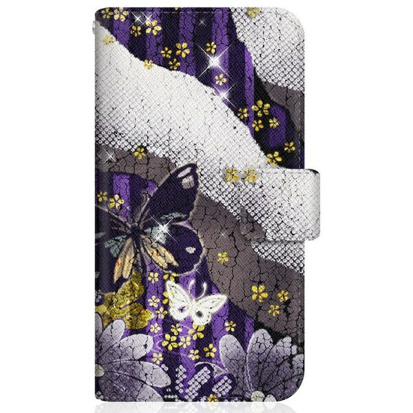 CaseMarket｜ケースマーケット CaseMarket SCG10 スリム手帳型ケース 和柄 ストライプ 紫 蝶 スリム ダイアリー SCG10-BCM2S2229-78