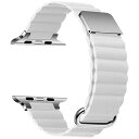 GAACAL|ガーカル Apple Watch Series 1/2/3/4/5/6/7/8/SE1/SE2/Ultra 42/44/45/49mm マグネット式PUレザーバンド GAACAL(ガーカル) ホワイト×シルバー W00186WB(2)