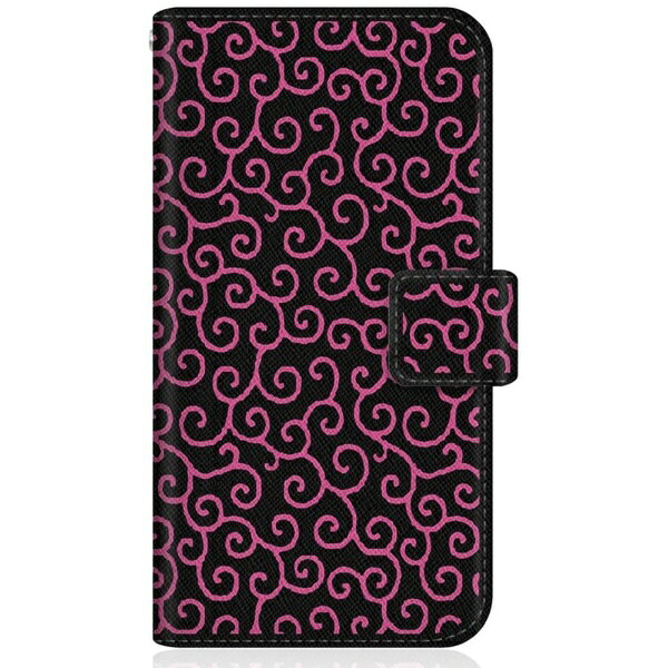 CaseMarket｜ケースマーケット CaseMarket SO-52B スリム手帳型ケース モダン 唐草模様 ブラック & ピンク TOKYO STYLE SO-52B-BCM2S2540-78