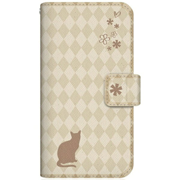 CaseMarket｜ケースマーケット NYAGO SC-01M スリム手帳型ケース NYAGO ノート フレンチ フラワー ダイアリー キャット シルエット ダイヤ柄 & おすましだにゃん。 クリーム SC-01M-BNG2S2458-78