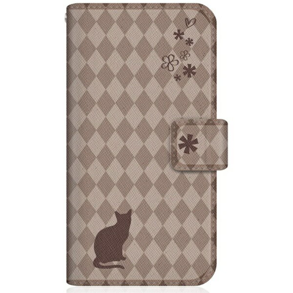 CaseMarket｜ケースマーケット NYAGO SC-01M スリム手帳型ケース NYAGO ノート フレンチ フラワー ダイアリー キャット シルエット ダイヤ柄 & おすましだにゃん。 チョコレート SC-01M-BNG2S2459-78