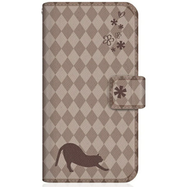 CaseMarket｜ケースマーケット NYAGO SOG01 スリム手帳型ケース NYAGO ノート フレンチ フラワー ダイアリー キャット シルエット ダイヤ柄 & のびのび？！ チョコレート SOG01-BNG2S2457-78