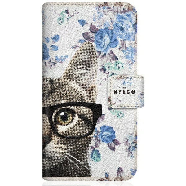 CaseMarket｜ケースマーケット NYAGO SOV40 スリム手帳型ケース NYAGO ノート キュート メガネ フェイス キャット - サマー フラワー だにゃ～。 - ブルー SOV40-BNG2S2726-78