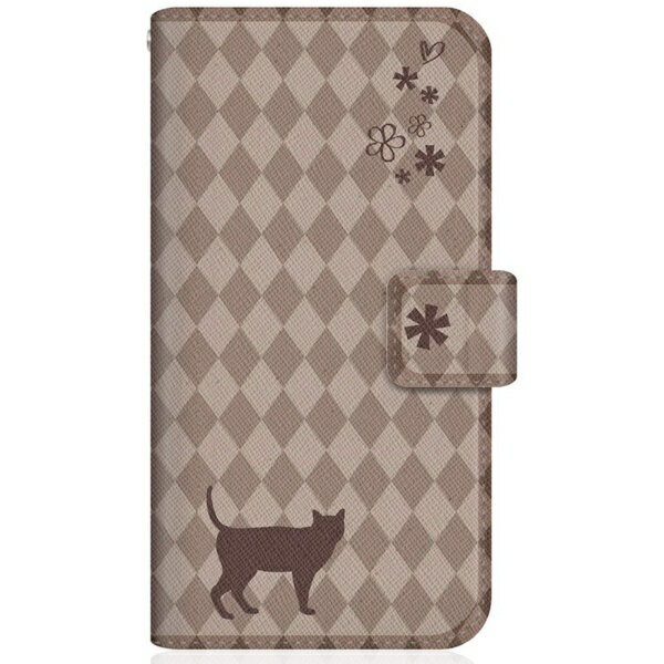 CaseMarket｜ケースマーケット NYAGO SO-41B スリム手帳型ケース NYAGO ノート フレンチ フラワー ダイアリー キャット シルエット ダイヤ柄 & なんだにゃ？ チョコレート SO-41B-BNG2S2455-78(2.0)