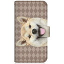 CaseMarket｜ケースマーケット CaseMarket FCG01 スリム手帳型ケース ZAKKA ZOO ノート キュート つぶらな瞳 柴犬 ワンワン フレンチ ダイヤ柄 ブラウン FCG01-BCM2S2822-78