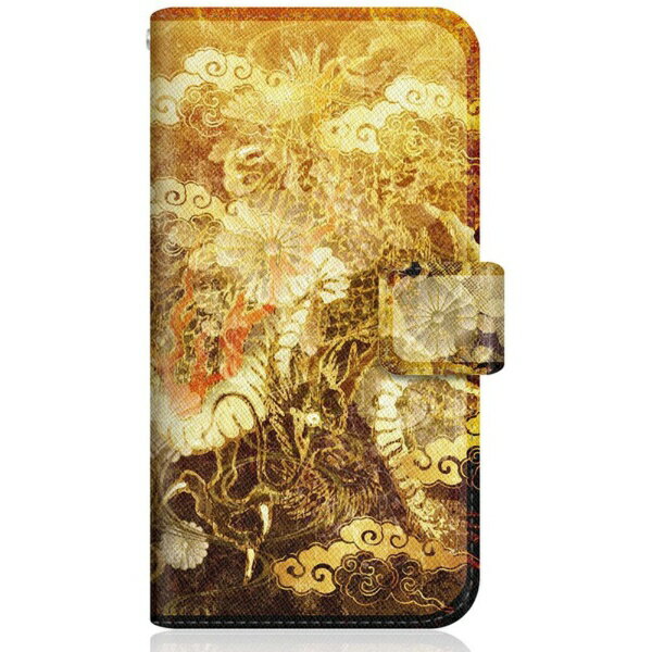 CaseMarket｜ケースマーケット CaseMarket SHG06 スリム手帳型ケース 屏風 和柄 昇り金龍 菊花紋章 風雲 SHG06-BCM2S2130-78