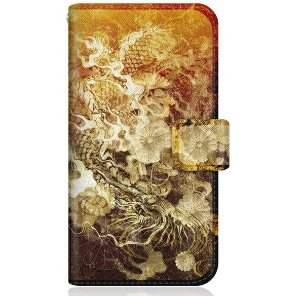 CaseMarket|ケースマーケット CaseMarket SOG05 スリム手帳型ケース 屏風 和柄 昇り黒龍 菊花紋章 風雲 SOG05-BCM2S2129-78
