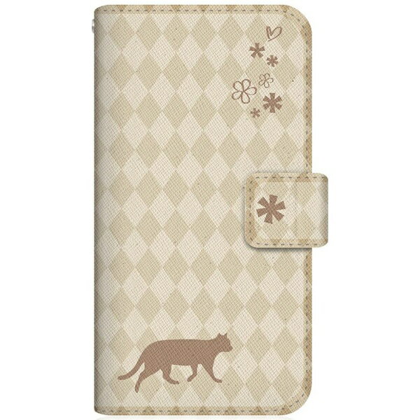 CaseMarket｜ケースマーケット NYAGO SHG06 スリム手帳型ケース NYAGO ノート フレンチ フラワー ダイアリー キャット シルエット ダイヤ柄 & てくてくお散歩だにゃん クリーム SHG06-BNG2S2462-78