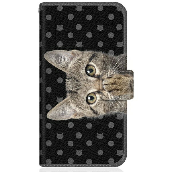 CaseMarket｜ケースマーケット NYAGO SO-53B スリム手帳型ケース NYAGO ノート キュート 肉球をペロペロするにゃ～。 ドット ブラック SO-53B-BNG2S2249-78