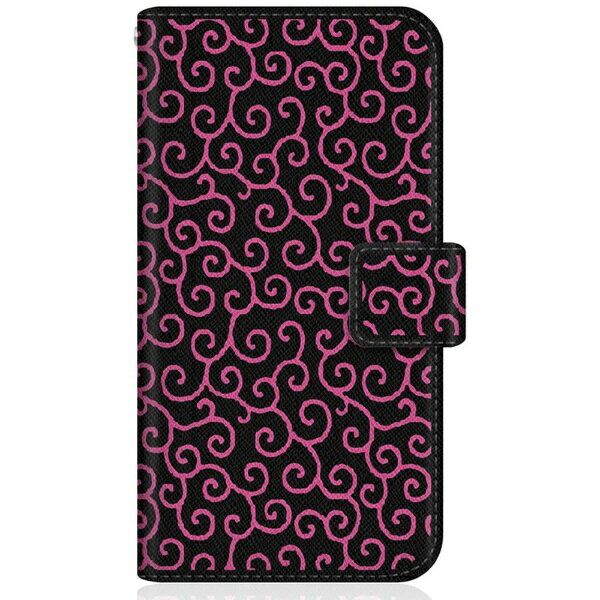 CaseMarket｜ケースマーケット CaseMarket SOG08 スリム手帳型ケース モダン 唐草模様 ブラック & ピンク TOKYO STYLE SOG08-BCM2S2540-78