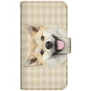 CaseMarket|ケースマーケット CaseMarket SC-53C スリム手帳型ケース ZAKKA ZOO ノート キュート つぶらな瞳 柴犬 ワンワン フレンチ ダイヤ柄 ベージュ SC-53C-BCM2S2821-78