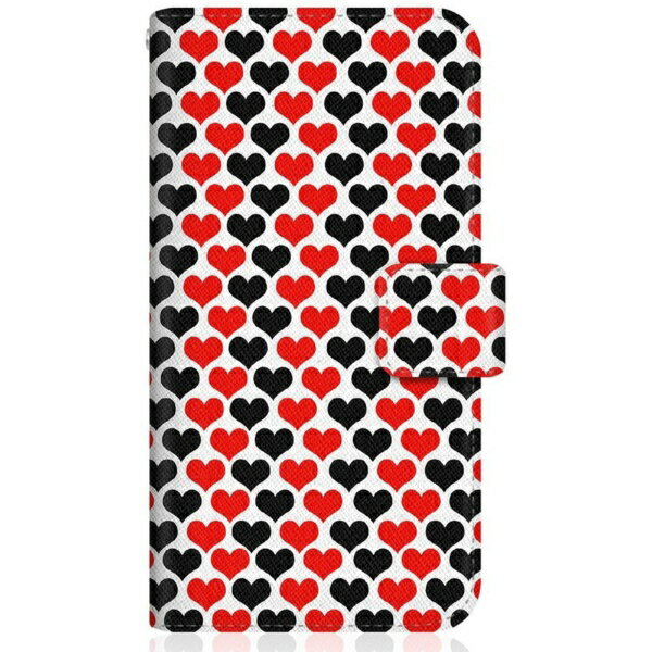 乐天商城 - CaseMarket｜ケースマーケット CaseMarket SCG13 スリム手帳型ケース 赤黒 ハート パターン スリム ダイアリー SCG13-BCM2S2228-78