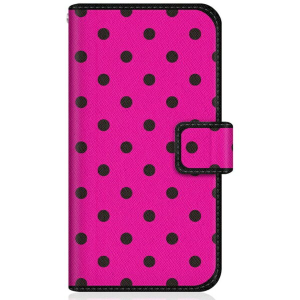 乐天商城 - CaseMarket｜ケースマーケット CaseMarket XIG02 スリム手帳型ケース スウィート ピンク & ブラック ドット柄 スリム ダイアリー XIG02-BCM2S2188-78