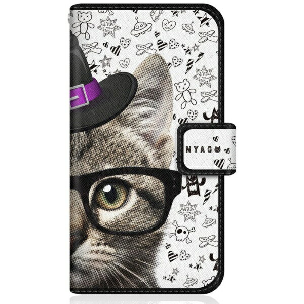 CaseMarket｜ケースマーケット NYAGO XperiaAceIII スリム手帳型ケース NYAGO ノート キュート メガネ フェイス キャット キュート バック イラスト XperiaAceIII-BNG2S2248-78