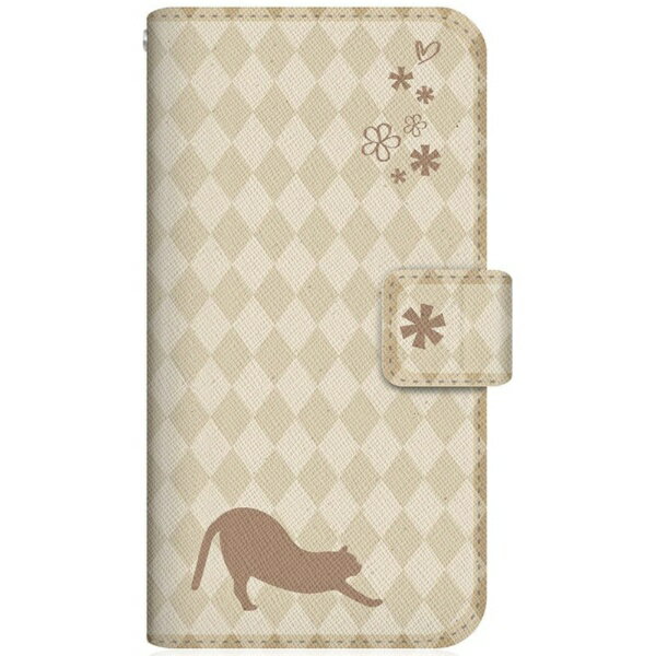 CaseMarket｜ケースマーケット NYAGO SCG14 スリム手帳型ケース NYAGO ノート フレンチ フラワー ダイアリー キャット シルエット ダイヤ柄 & のびのび？！ クリーム SCG14-BNG2S2456-78