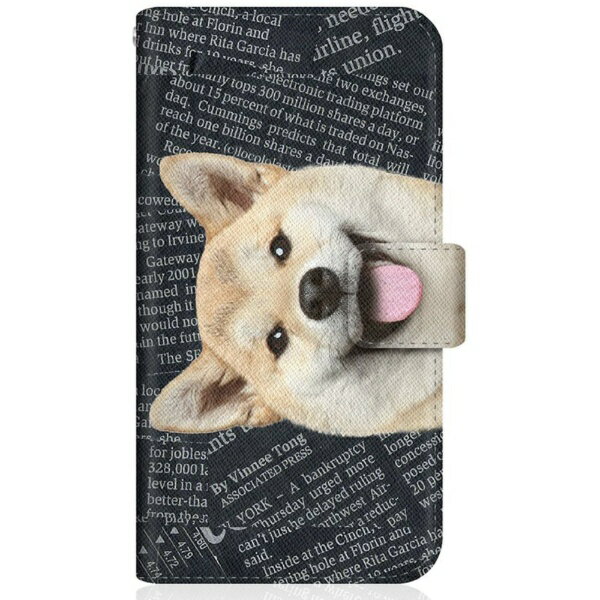 CaseMarket｜ケースマーケット CaseMarket 2201116SR スリム手帳型ケース ZAKKA ZOO ノート キュート つぶらな瞳 柴犬 ワンワン ニュースペーパー 柄 ブラック 2201116SR-BCM2S2826-78