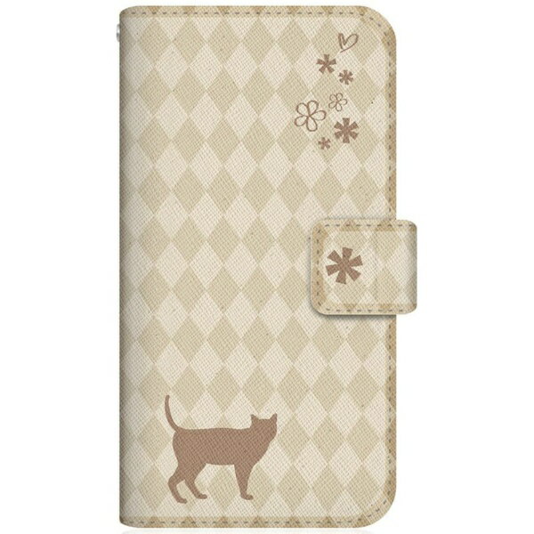 CaseMarket｜ケースマーケット NYAGO GA02998 スリム手帳型ケース NYAGO ノート フレンチ フラワー ダイアリー キャット シルエット ダイヤ柄 & なんだにゃ？ クリーム GA02998-BNG2S2454-78