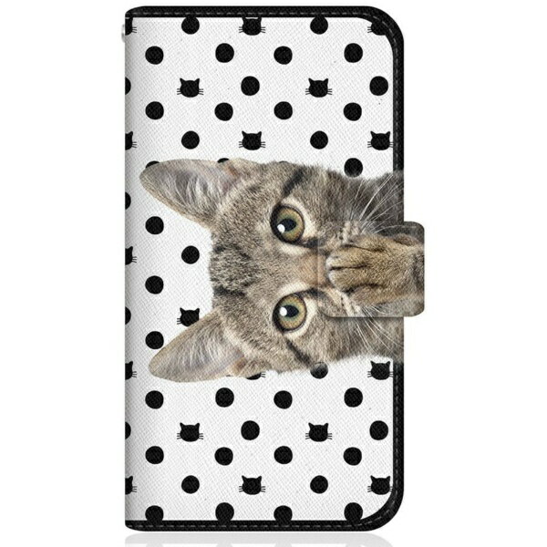 CaseMarket｜ケースマーケット NYAGO GB17L スリム手帳型ケース NYAGO ノート キュート 肉球をペロペロするにゃ～。 ドット ホワイト GB17L-BNG2S2250-78