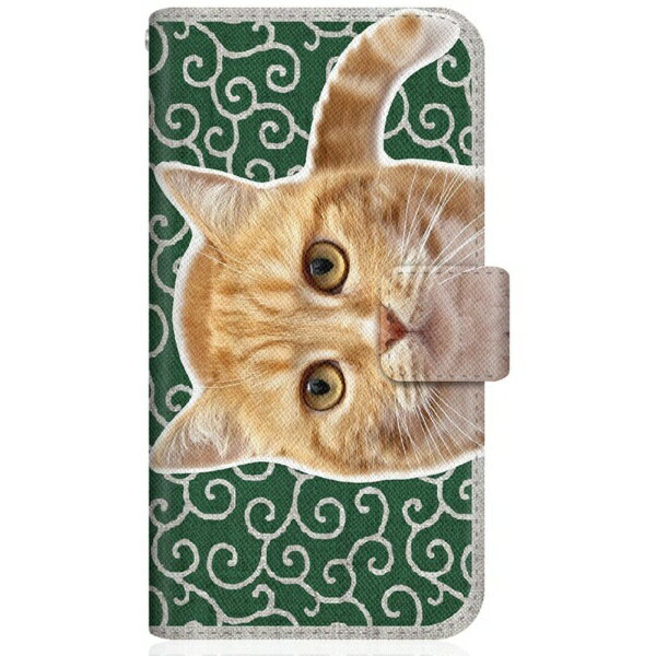 CaseMarket｜ケースマーケット NYAGO GB17L スリム手帳型ケース NYAGO ノート キュート 甘えんぼう 茶トラ 猫 ペロペロするにゃ〜。 にゃんとも 和風 だにゃ〜。 唐草模様 緑 GB17L-BNG2S2759-78