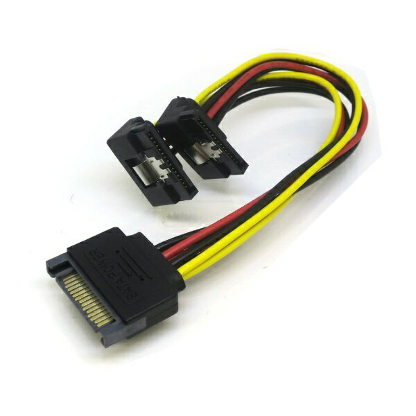 変換名人 SATA電源 2分岐 電源ケーブル [下L型/ラッチ付] PD3093