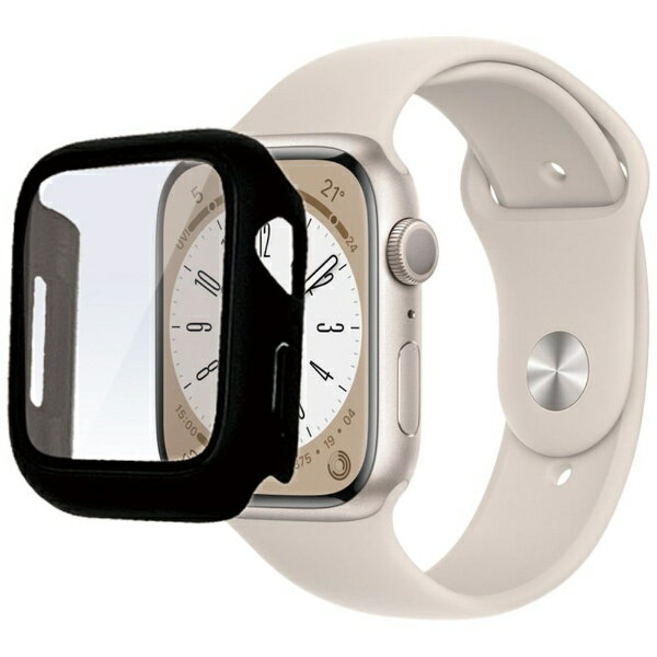 ラスタバナナ｜RastaBanana Apple Watch Series 8/7 45mm用 ガラス+PC一体型ケース ブラック GHB3742AW45