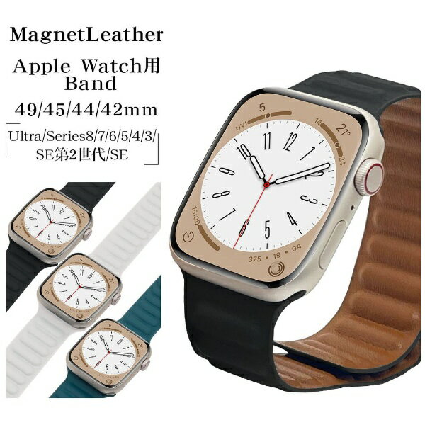 ラスタバナナ｜RastaBanana Apple Watch用バンド Ultra/Series 8/7/6/5/4/3/SE第2世代/SE 49mm/45mm/44mm/42mm マグネットレザー グリーン RBAWM7450GR